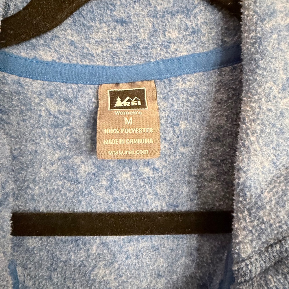 REI Women Blue Heathered Full Zip Fleece Hoodie Sweater 854449 Size M - Picture 5 of 8